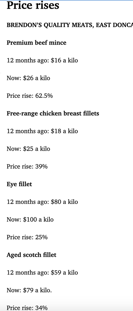 How much meat pries have gone up