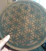 Smiling Geckoes flower of life burnt wooden grid