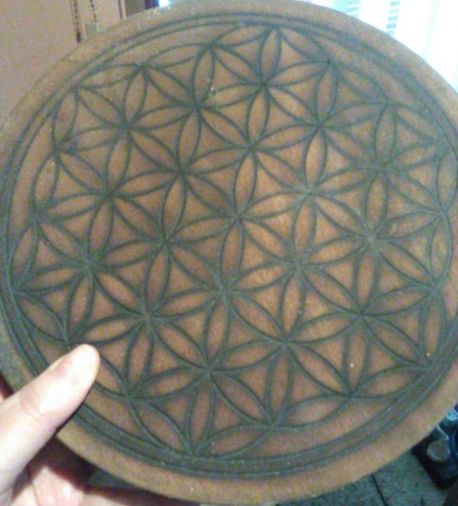 My flower of life burnt crystal grid